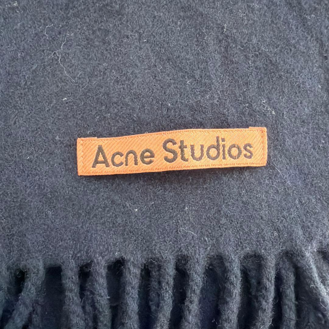 Acne studios マフラー ウール100% ネイビー