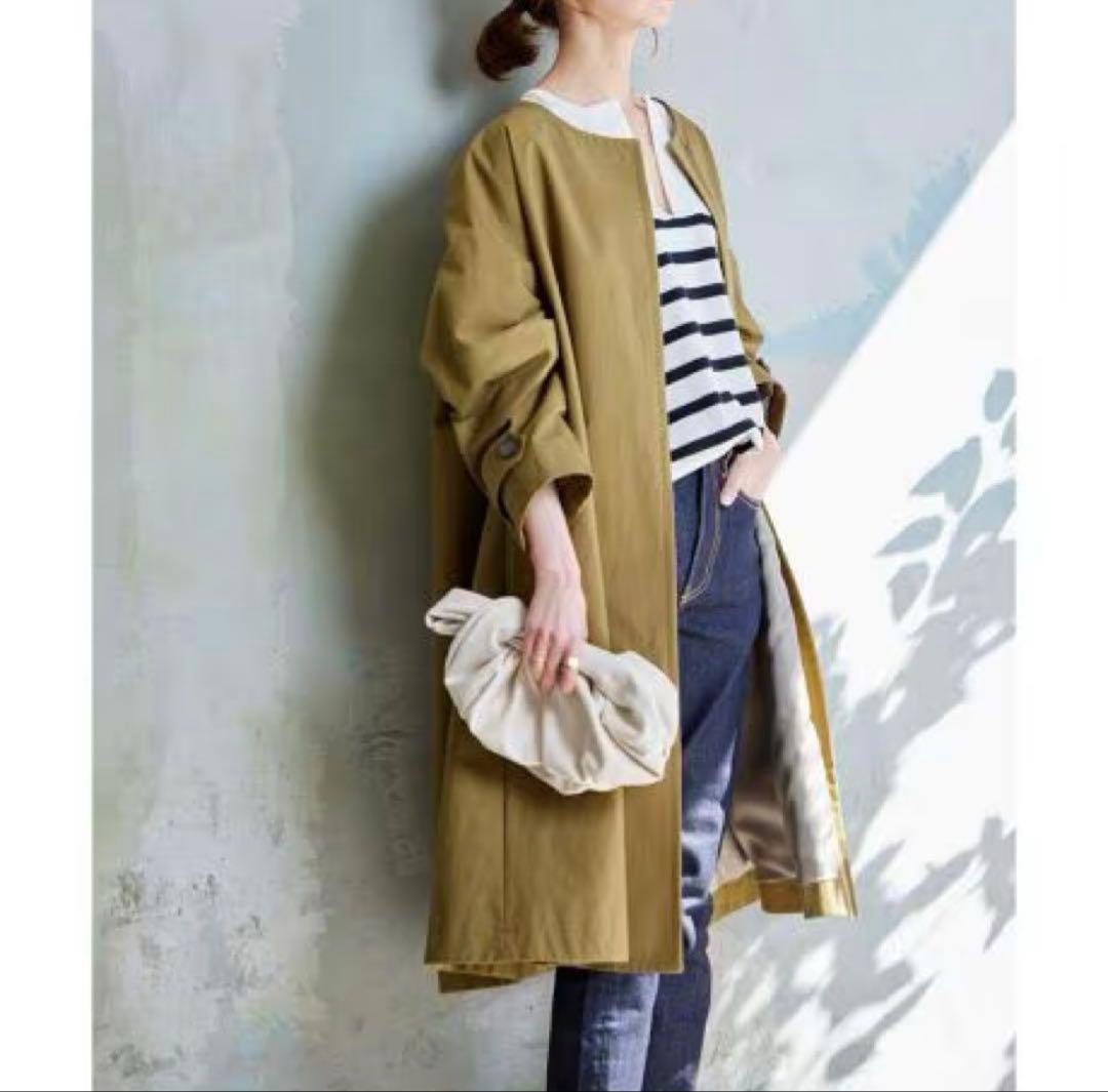 ジャーナルスタンダード コットン ナイロン フレアコート ノーカラー