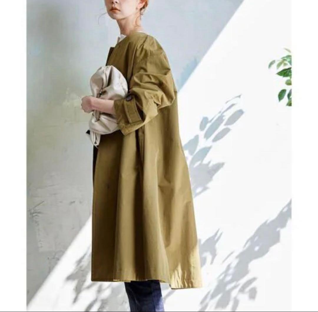 ジャーナルスタンダード コットン ナイロン フレアコート ノーカラー