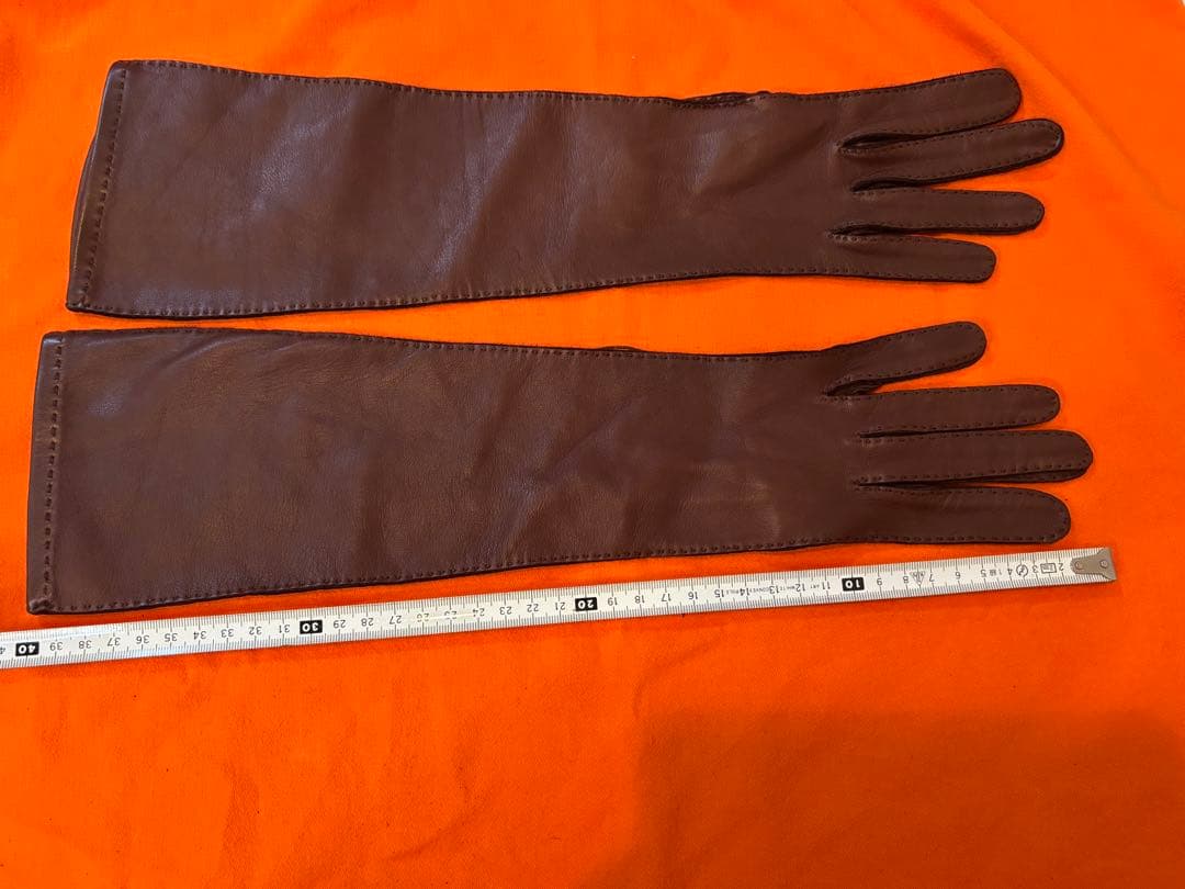 未使用美品エルメス　61/2ブラウン　ラムスキンロング手袋