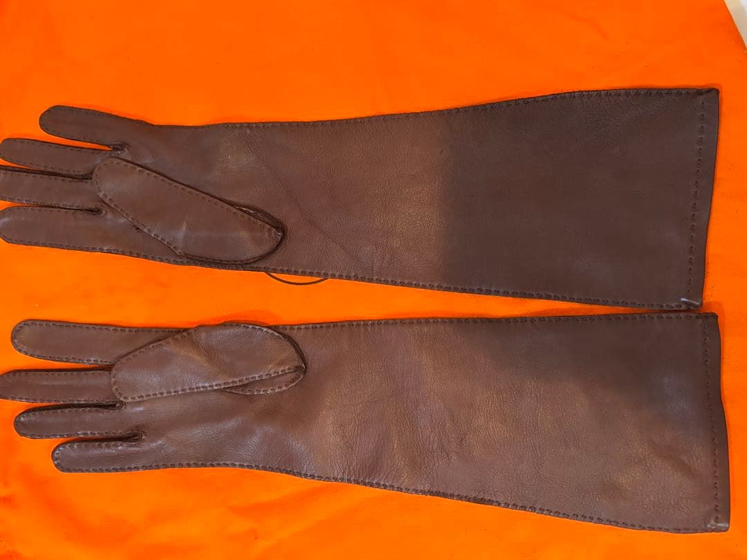 未使用美品エルメス　61/2ブラウン　ラムスキンロング手袋