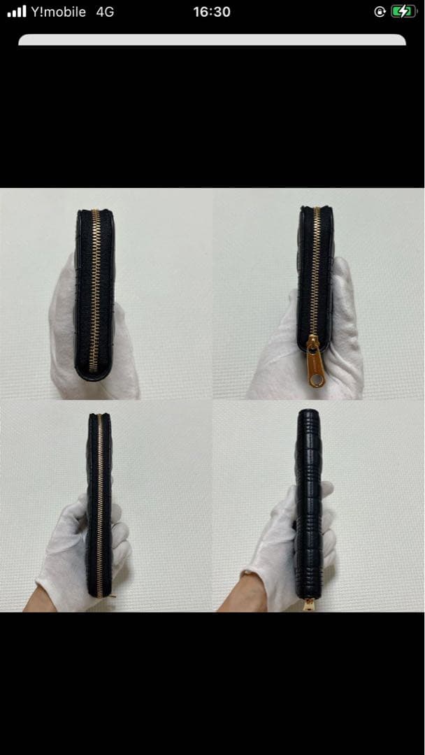 極美品　BURBERRY レザーラウンドジップ長財布　キルティング　黒　TBロゴ