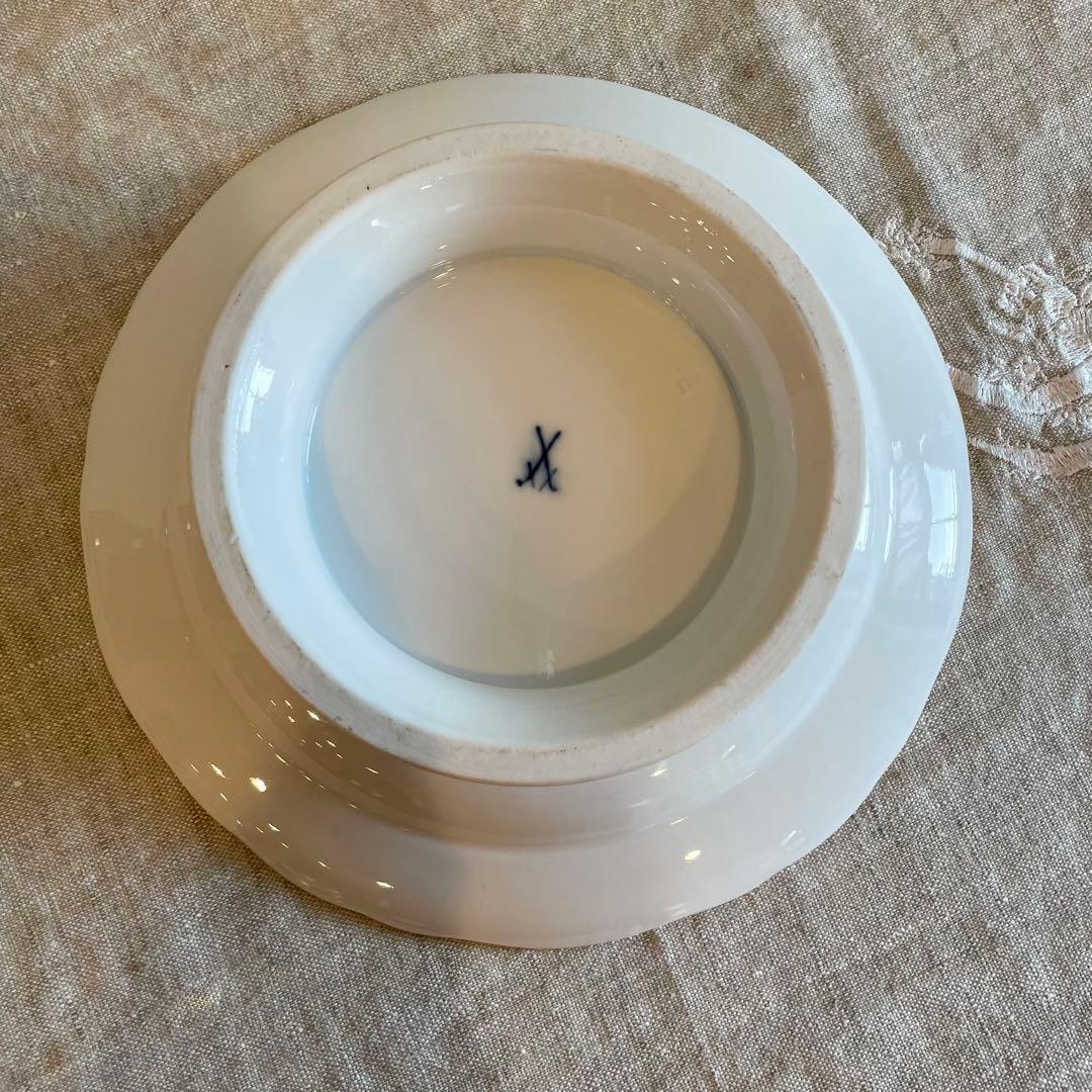 美品　希少　オールドマイセン　小花散らし　コンポート皿　台付皿 果物皿