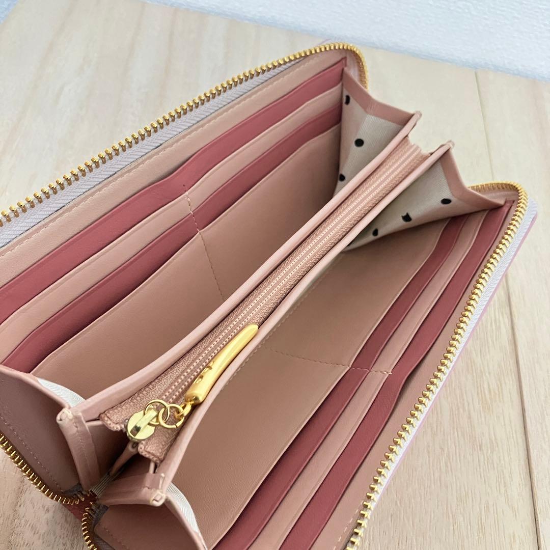 訳あり【未使用】ツモリチサト トリロジー 長財布 希少ピンク イタリア製レザー