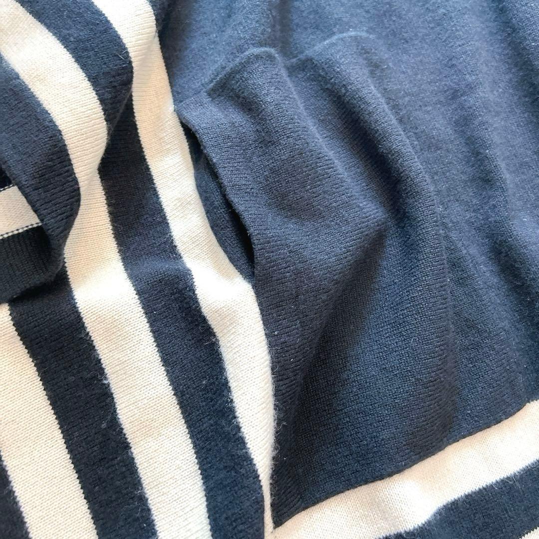 【美品】Drawerドゥロワー　カシミヤポンチョケープ　ニット　ブラックボーダー