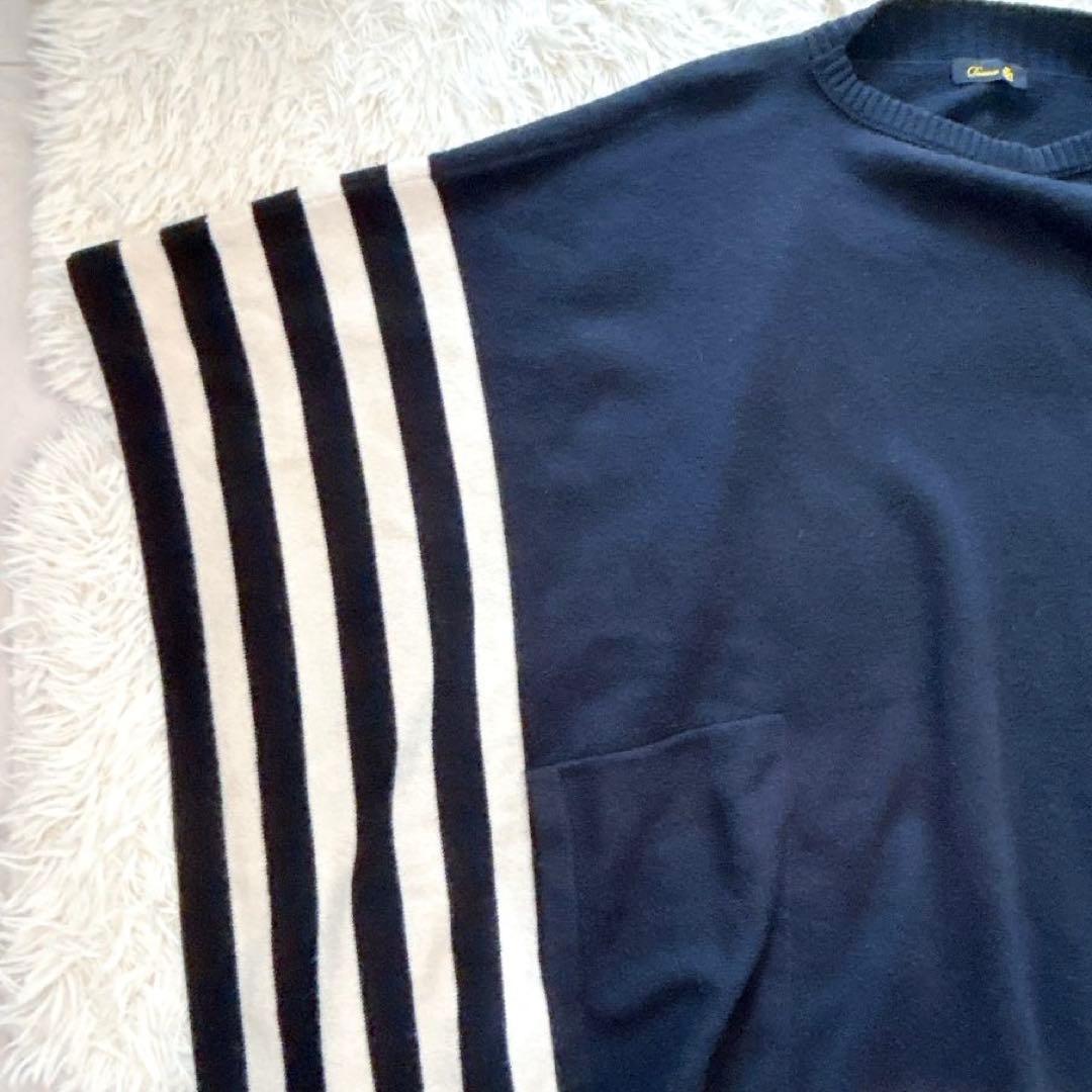 【美品】Drawerドゥロワー　カシミヤポンチョケープ　ニット　ブラックボーダー