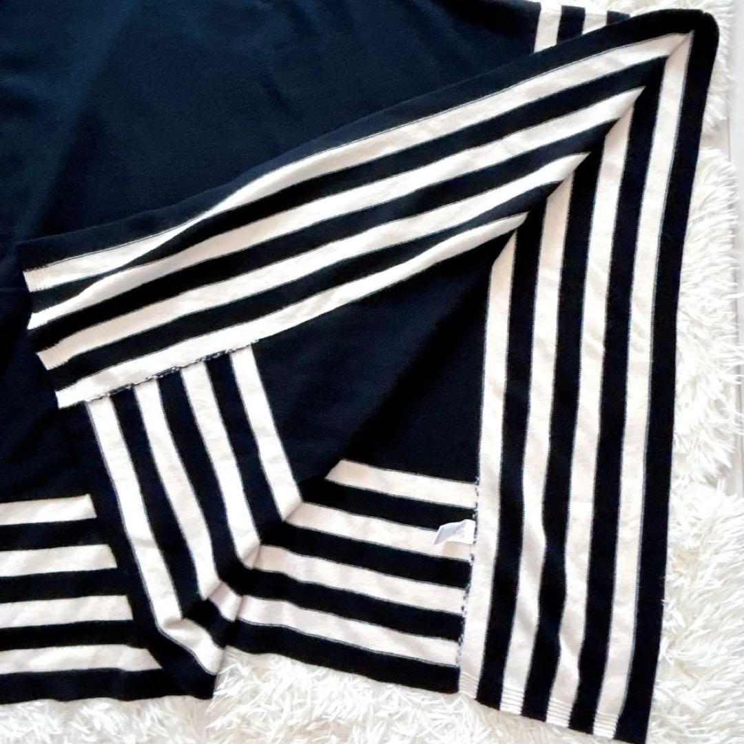 【美品】Drawerドゥロワー　カシミヤポンチョケープ　ニット　ブラックボーダー