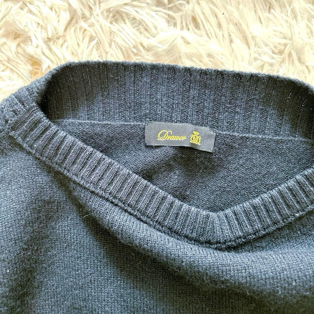 【美品】Drawerドゥロワー　カシミヤポンチョケープ　ニット　ブラックボーダー