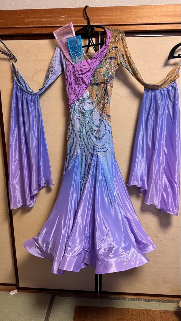 S Dance 紫色の社交ダンスドレス