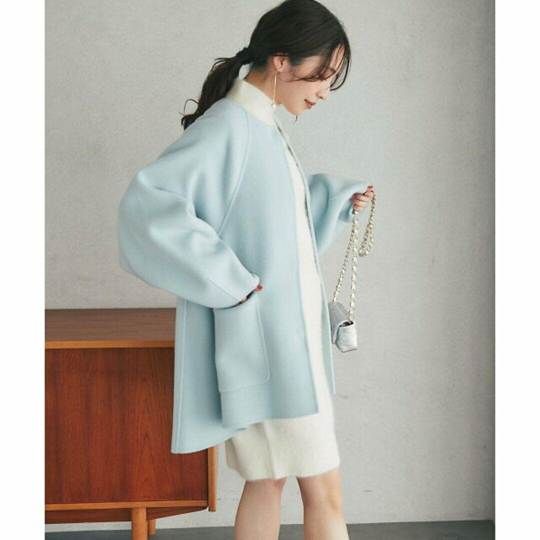 ライトラグランフレアコート　La boutique BonBon サックスブルー