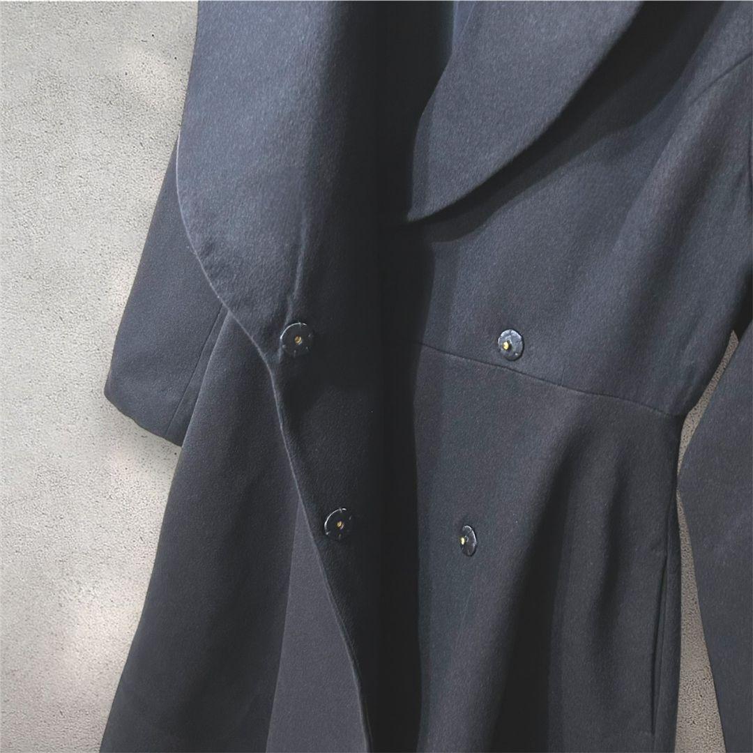 新品 ベルト無し エレガントカラー フレアコート ネイビー S