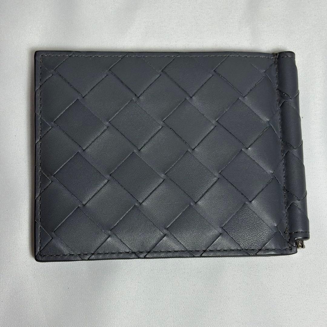 【美品】ボッテガヴェネタ マネークリップ マキシイントレチャート 財布 グレー