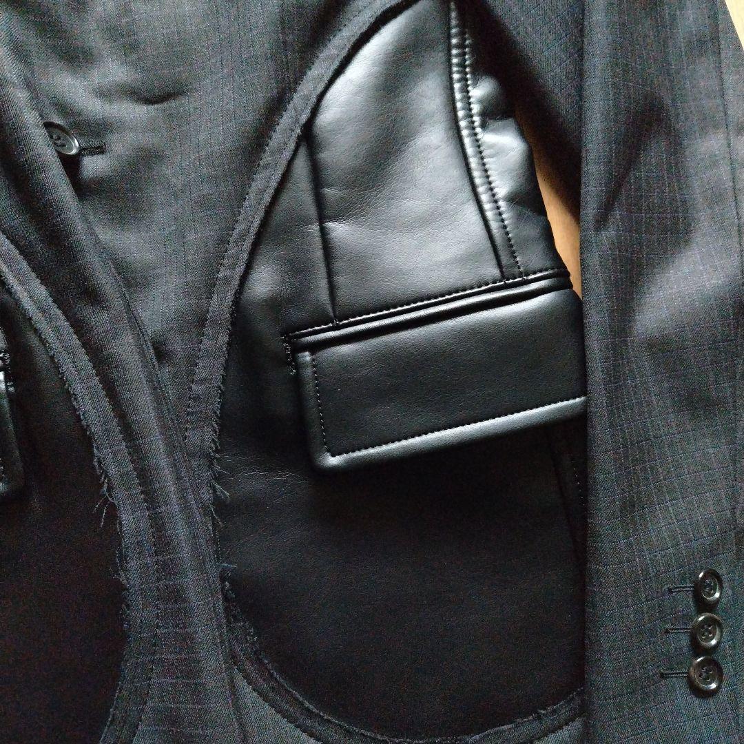 19ss ギャルソンオムプリュス フェイクレザーポケット テーラードジャケット