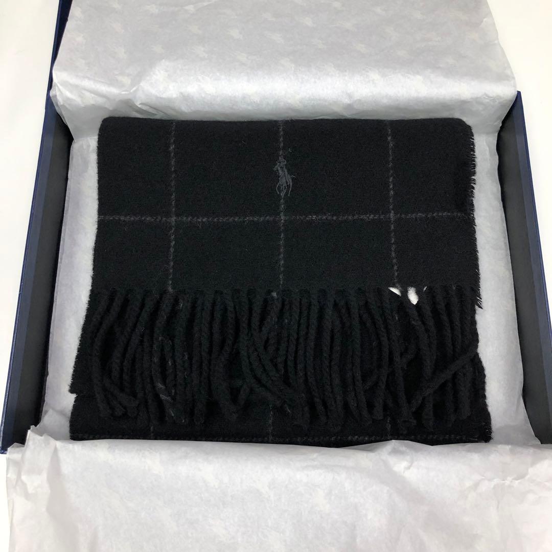 【247】新品 POLO RALPH LAUREN マフラー 黒 男女兼用