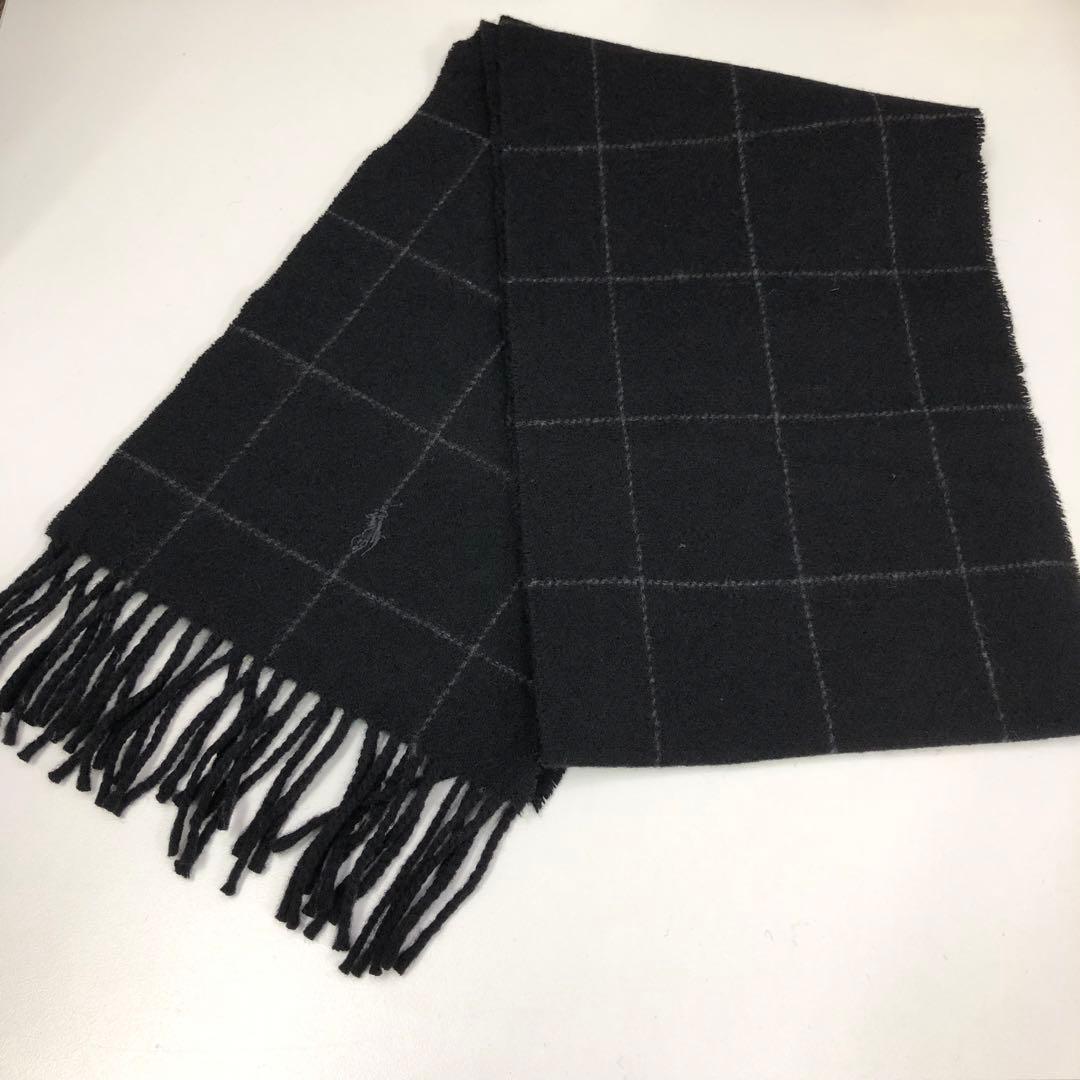 【247】新品 POLO RALPH LAUREN マフラー 黒 男女兼用