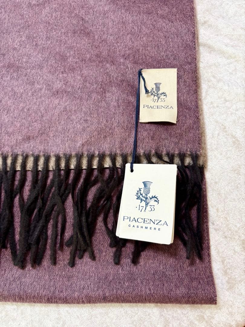 PIACENZA ピアチェンツァ　カシミアシルクマフラー　ブラウン　パープル