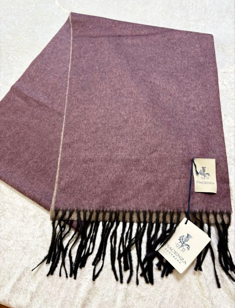 PIACENZA ピアチェンツァ　カシミアシルクマフラー　ブラウン　パープル