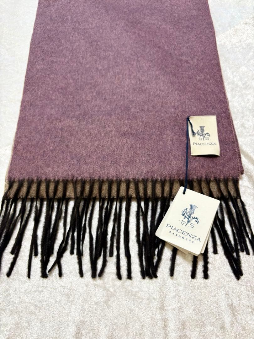 PIACENZA ピアチェンツァ　カシミアシルクマフラー　ブラウン　パープル