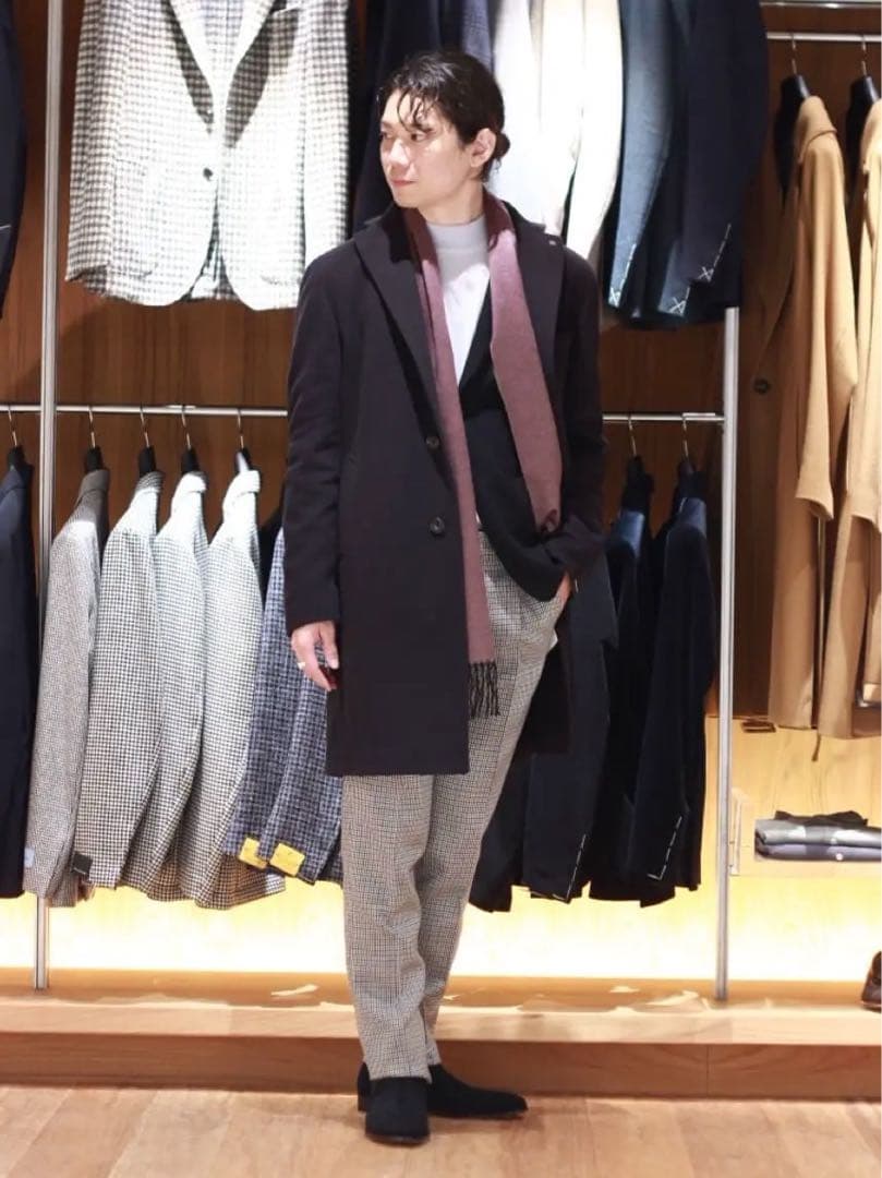 PIACENZA ピアチェンツァ　カシミアシルクマフラー　ブラウン　パープル