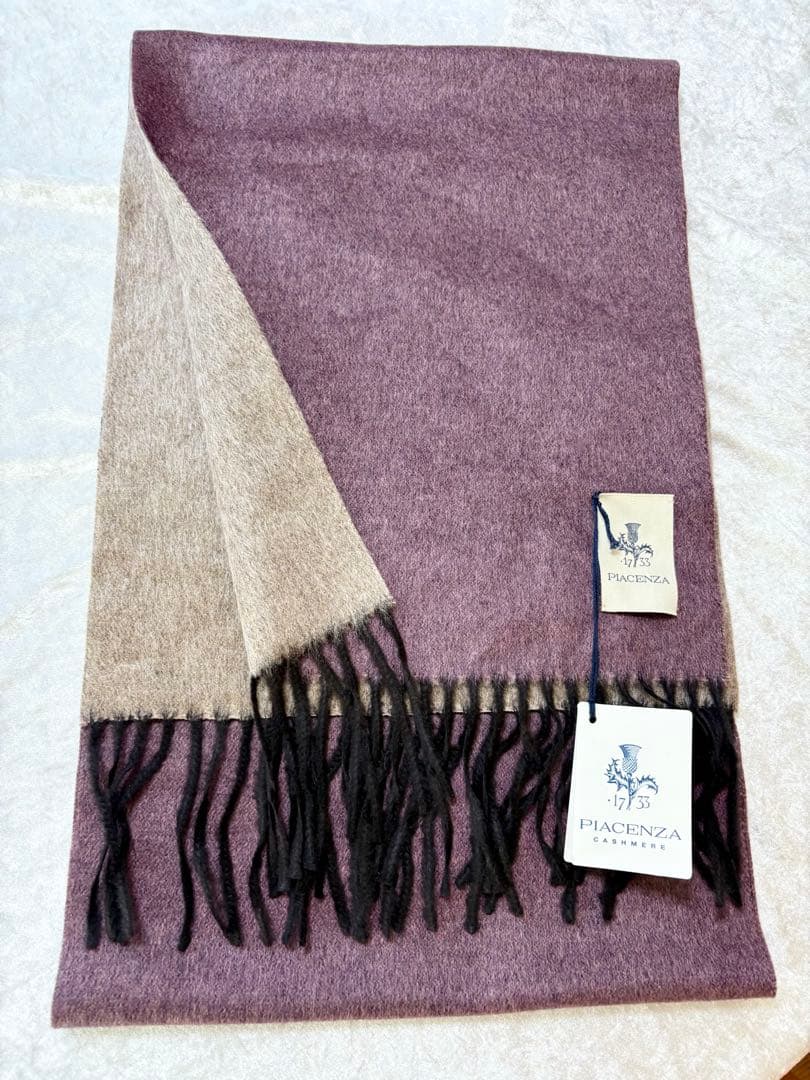 PIACENZA ピアチェンツァ　カシミアシルクマフラー　ブラウン　パープル