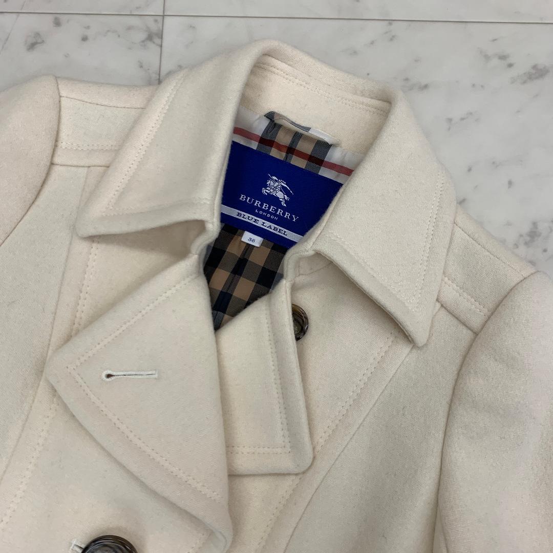 バーバリーブルーレーベル トレンチコート Mサイズ アンゴラ 裏地ノバチェック