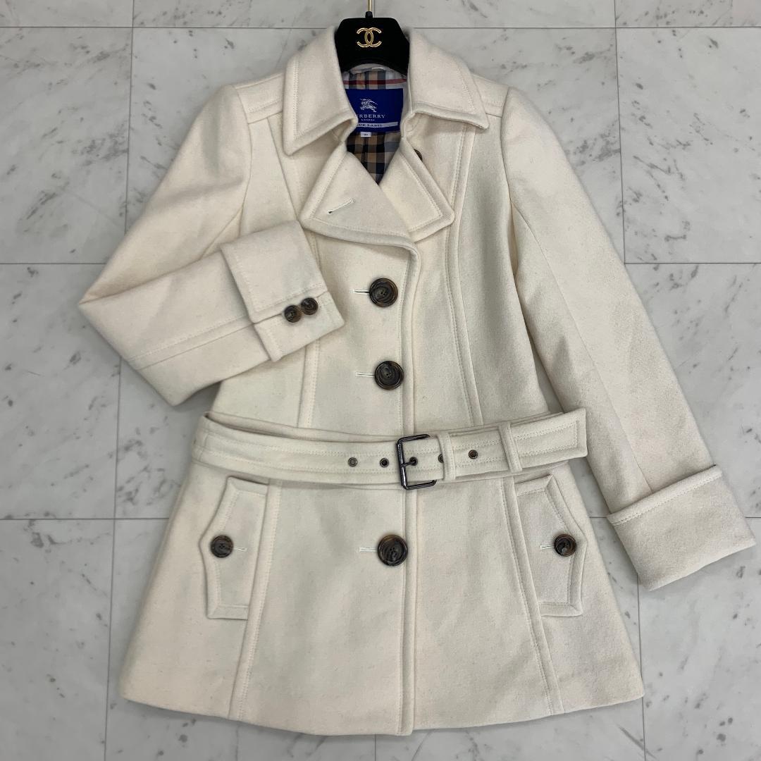 バーバリーブルーレーベル トレンチコート Mサイズ アンゴラ 裏地ノバチェック