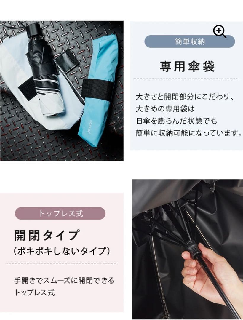 【新品】COKAGE+ ACTIVE 耐風 切り継ぎ ミッドナイトブルー 日傘