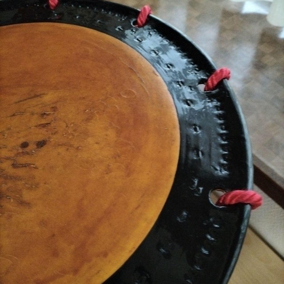 担ぎ太鼓1.2尺　締太鼓　和太鼓 　天然皮革　ストラップ付き　中古品⑫