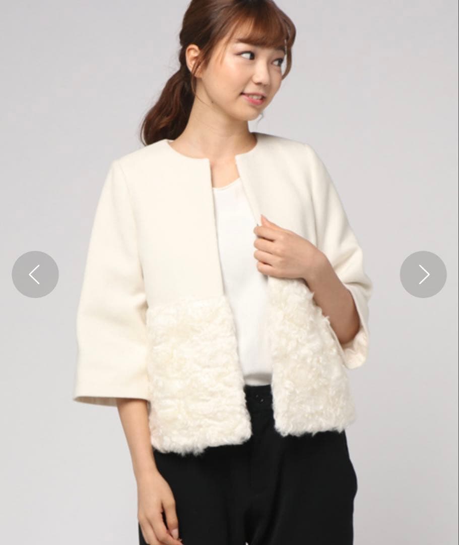 【美品】エストネーション　ファー切り替え　ショートコート　36