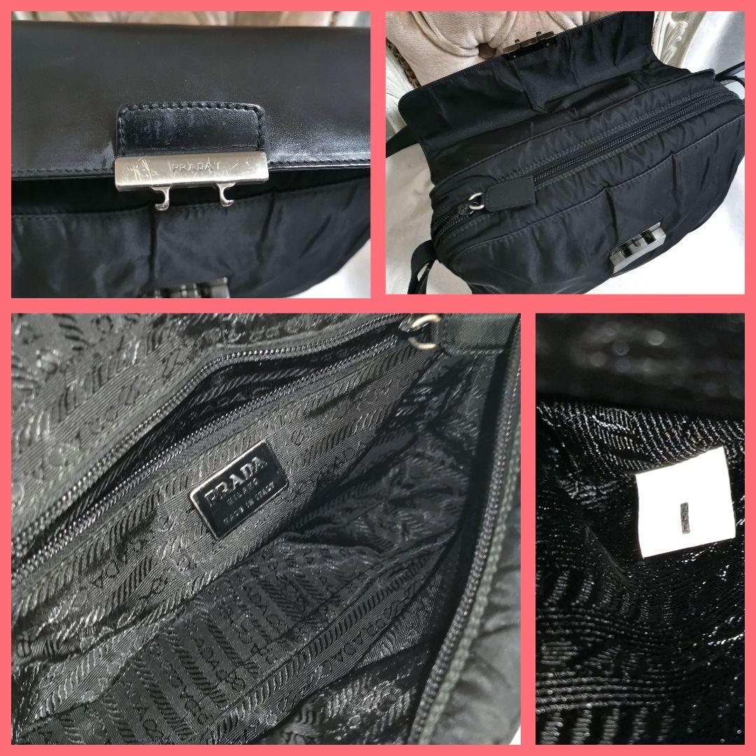 ノーノ!プラダPRADA 斜めがけワンショルダーバッグ 黒 鑑定済