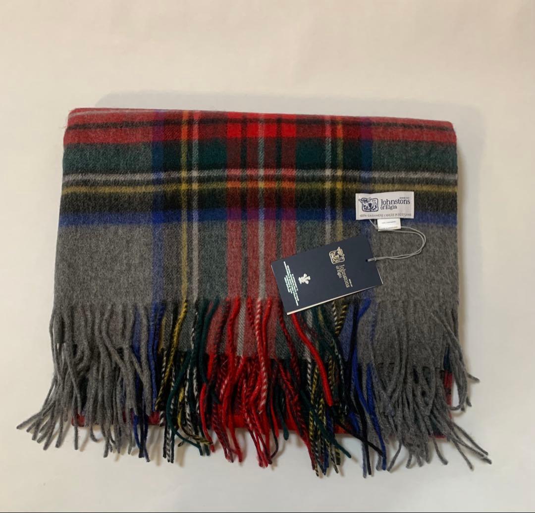 ミ*き様 johnstons of Elgin フリンジマフラータータンチェック