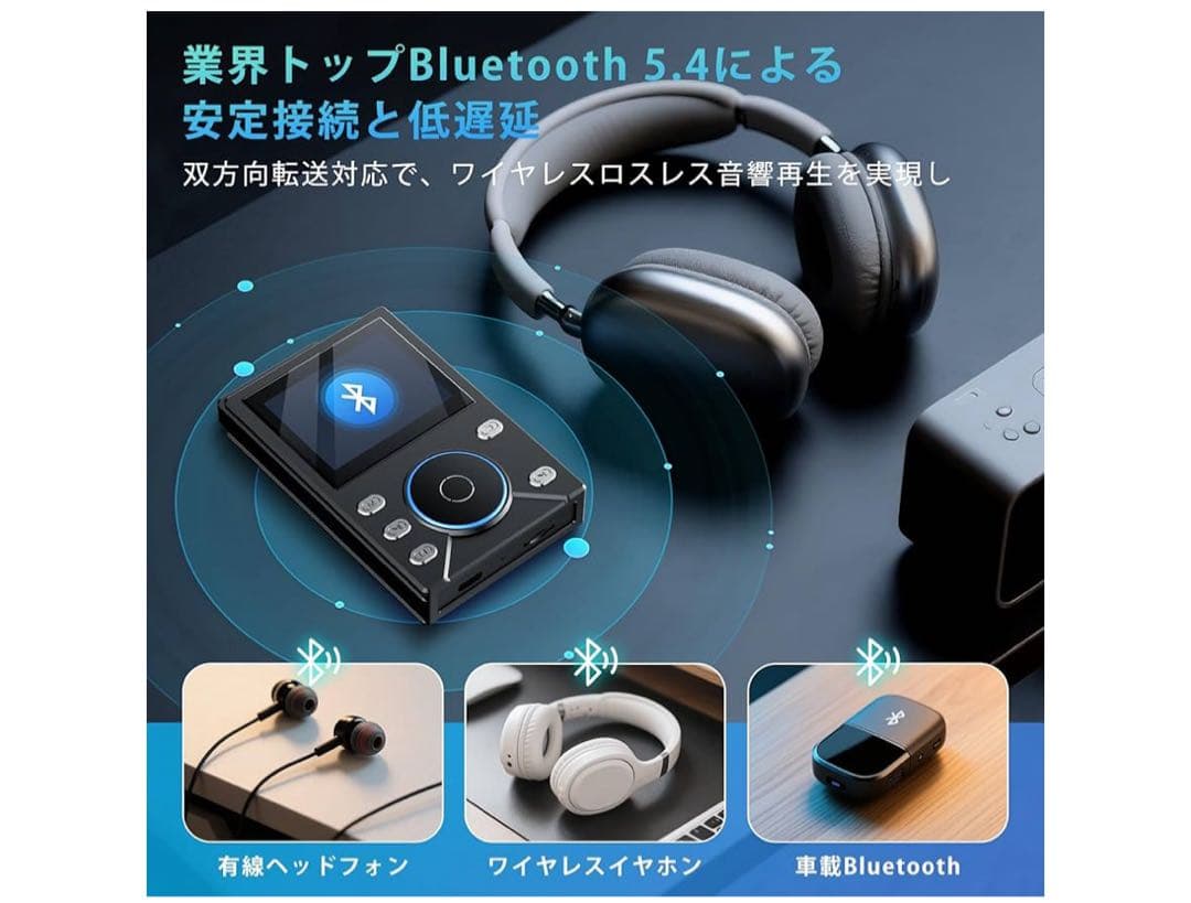 MP3プレーヤーBluetooth5.4音楽プレーヤー　HIFIロスレス音質