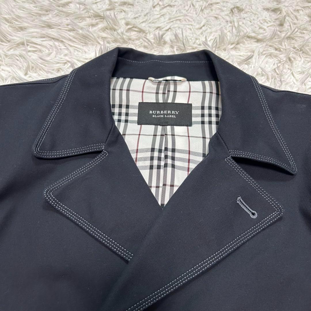 【極美品】バーバリーブラックレーベル ピーコート 銀ボタン ノバチェック M 紺