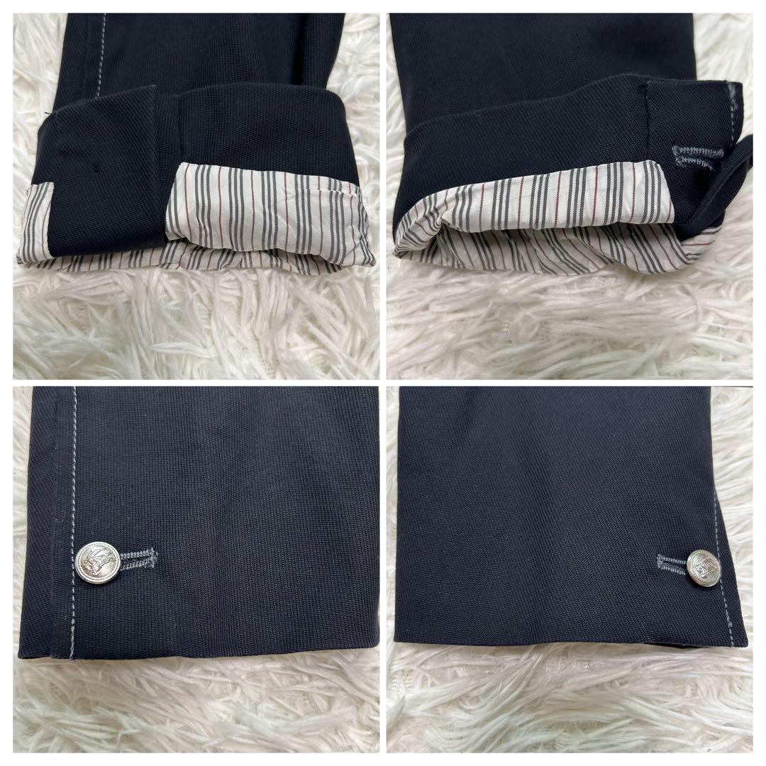 【極美品】バーバリーブラックレーベル ピーコート 銀ボタン ノバチェック M 紺