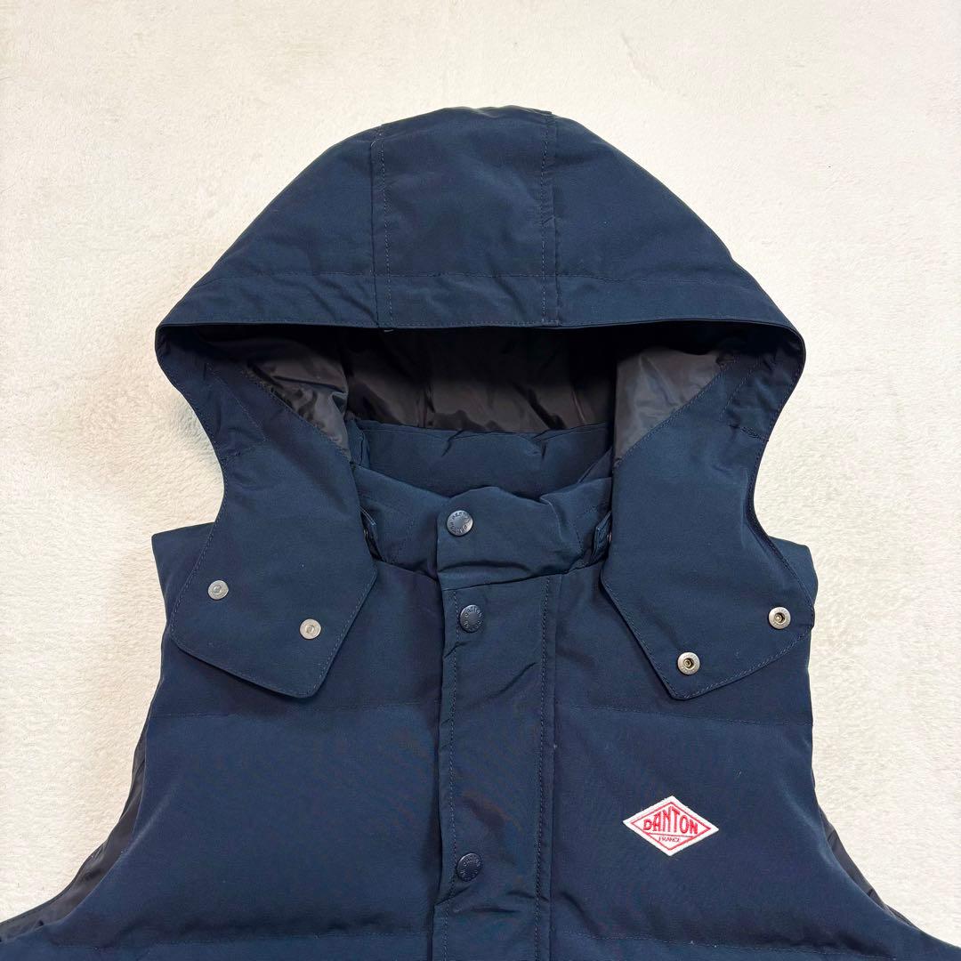 未使用級 DANTON ダントン ダウンベスト ジレ ロゴワッペン ネイビー L