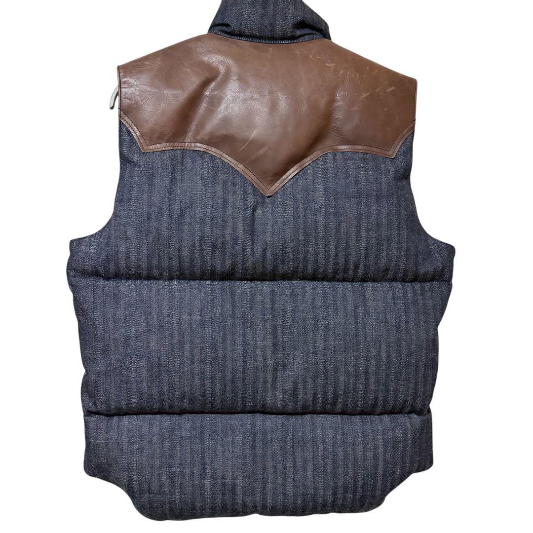 N-533 ウエアハウス　ロッキーマウンテン　デニムダウンベスト　ヘリンボーン