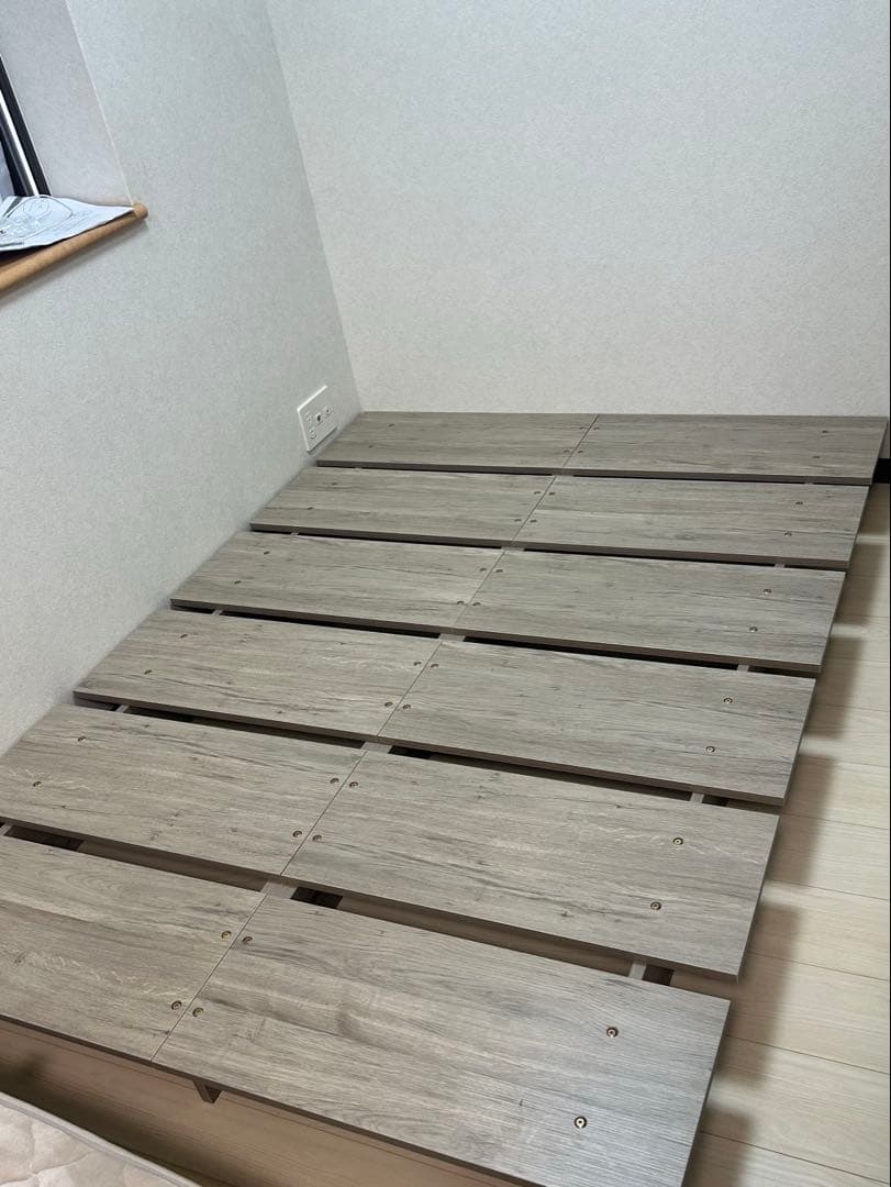 木製セミダブルサイズすのこベッド グレー