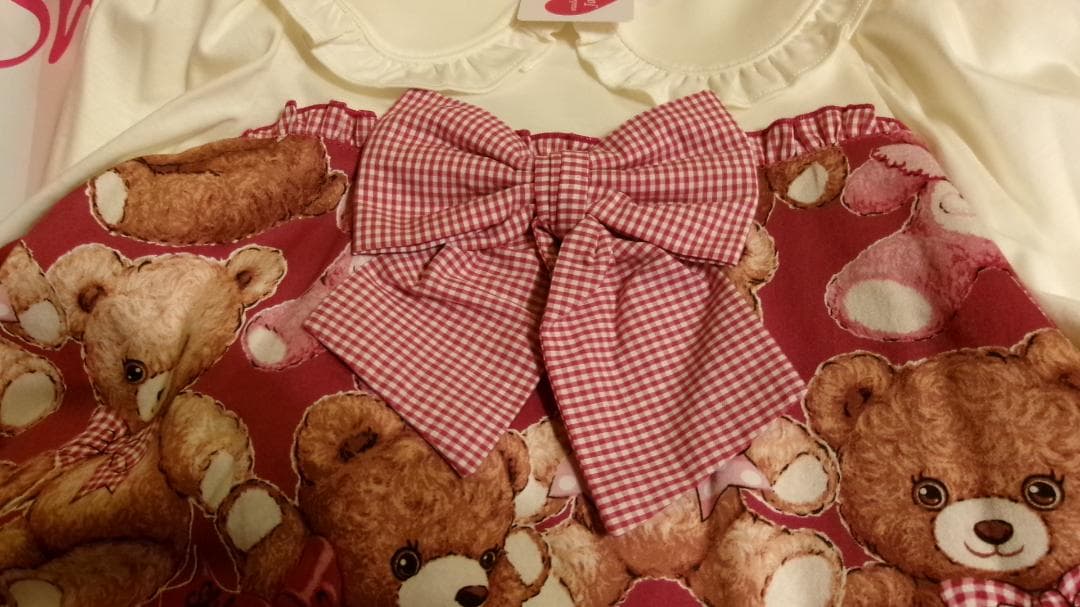 桃*香様 シャーリーテンプル・くま＆うさぎぬいぐるみプリントワンピース・限定・新