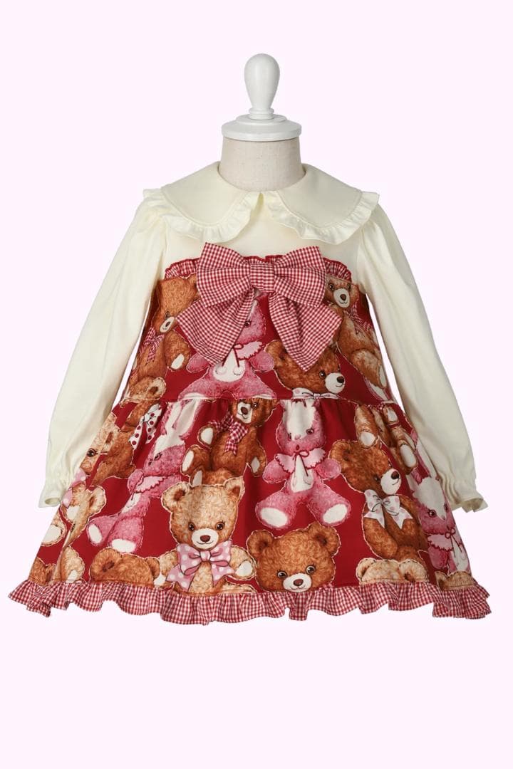 桃*香様 シャーリーテンプル・くま＆うさぎぬいぐるみプリントワンピース・限定・新