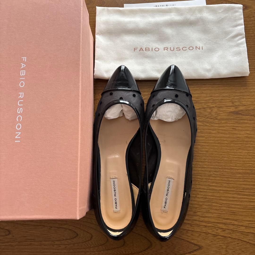 ファビオルスコーニ FABIO RUSCONI チュールドットパンプス　ブラック
