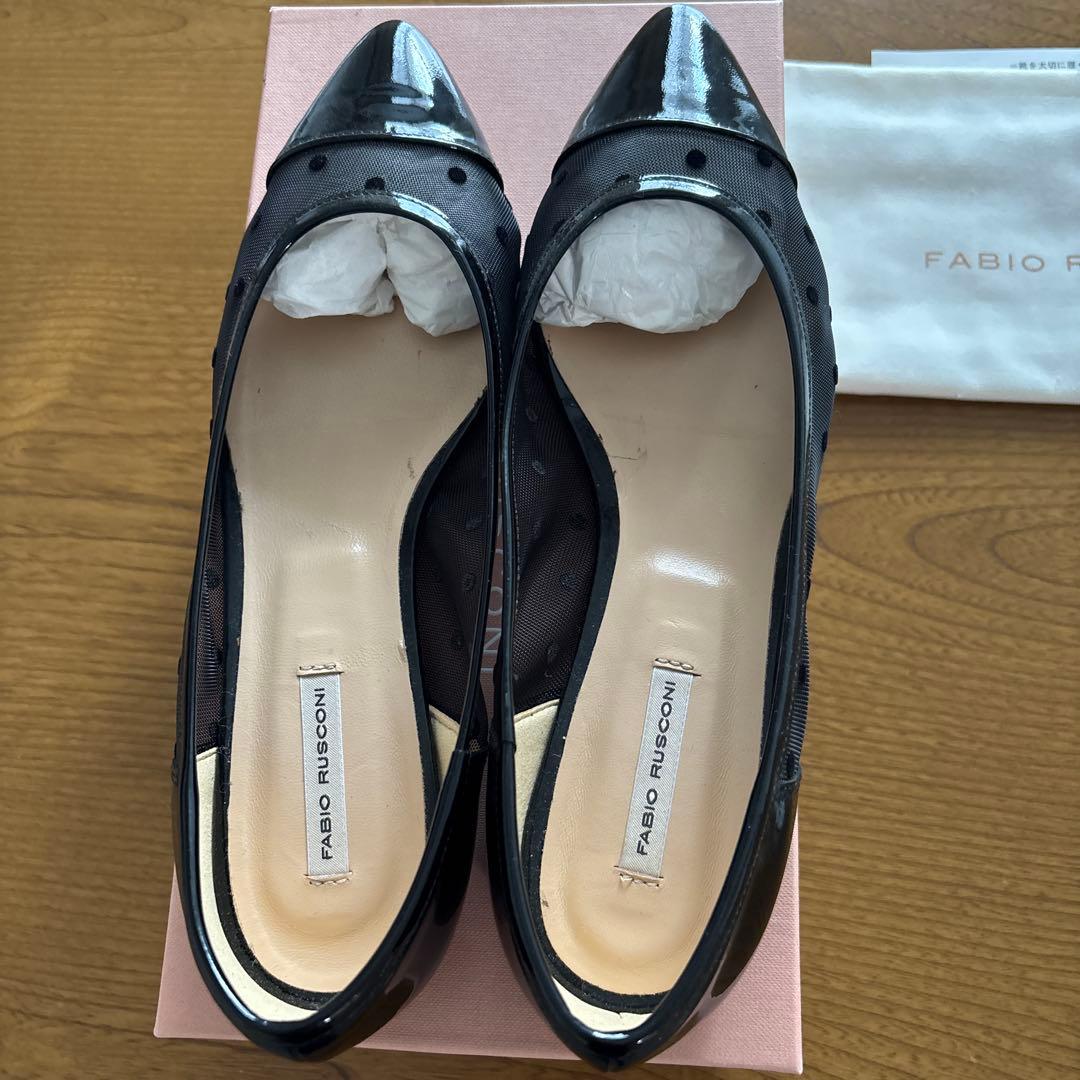 ファビオルスコーニ FABIO RUSCONI チュールドットパンプス　ブラック