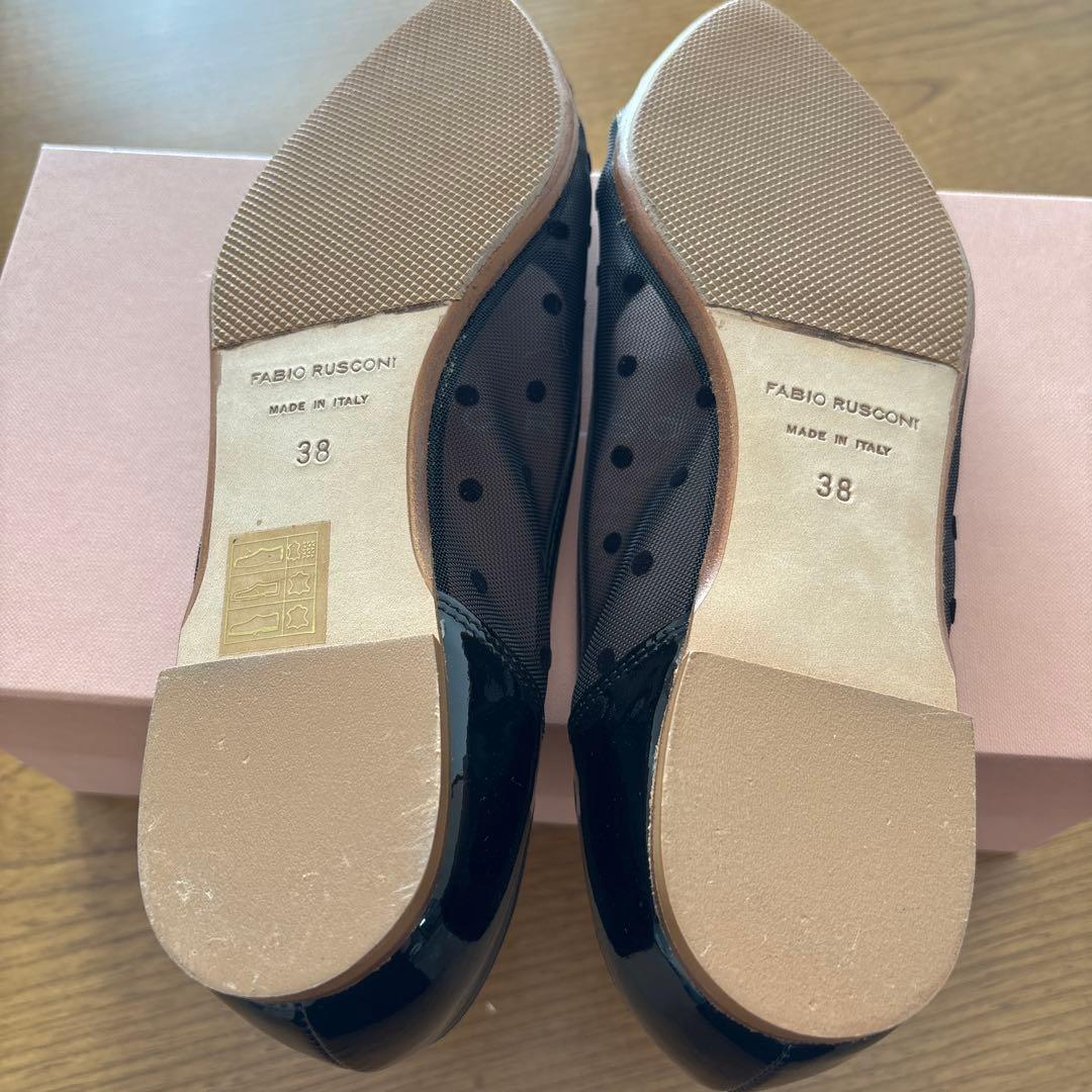 ファビオルスコーニ FABIO RUSCONI チュールドットパンプス　ブラック