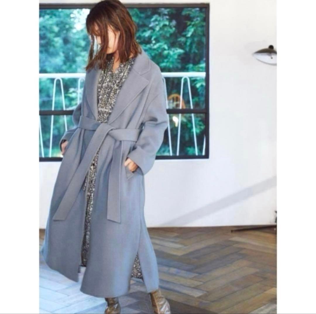 新品同様❇️定価42,900円 スナイデル ウールロングコート サックス