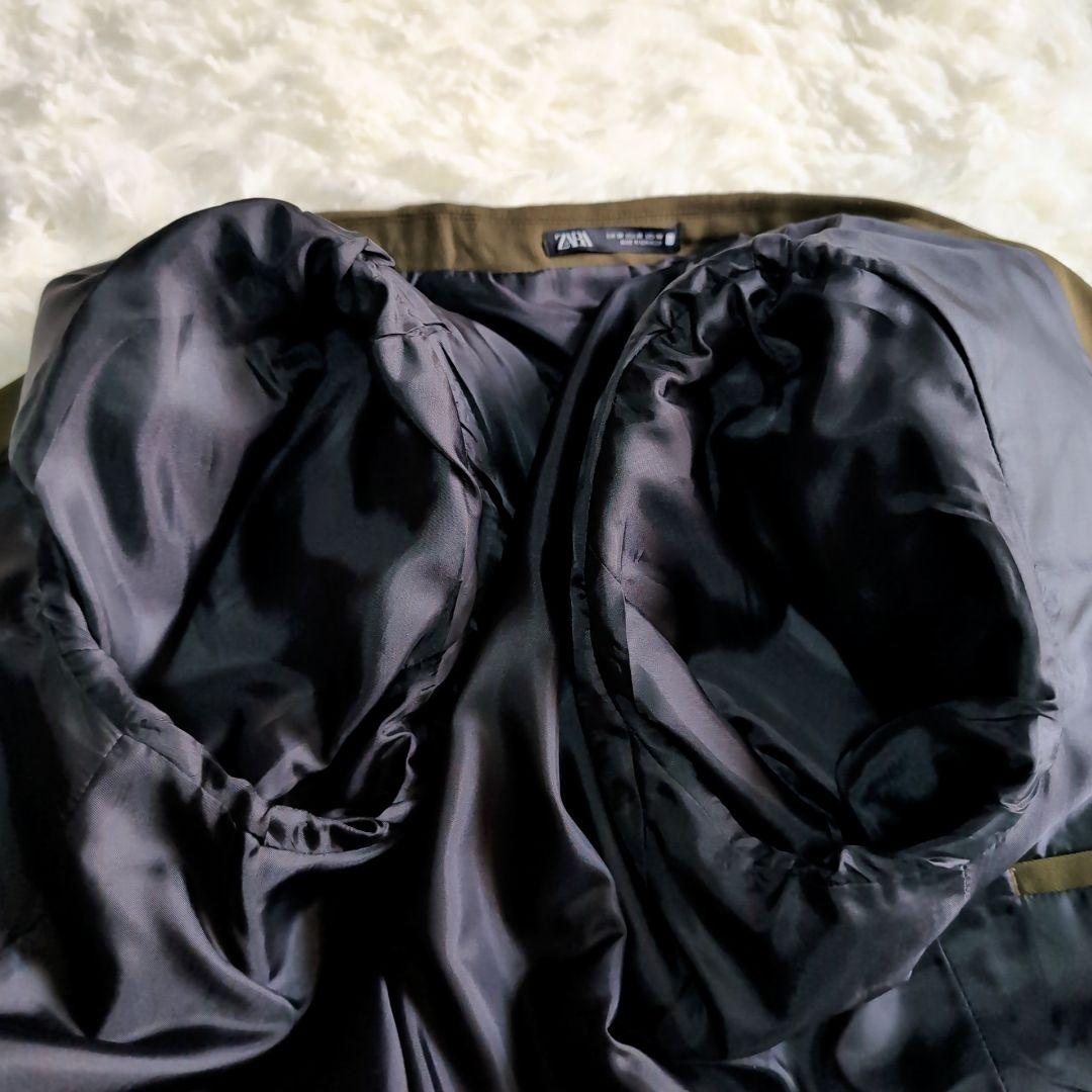 美品 ZARA シングル2B スーツ セットアップ L～XL W82cm カーキ
