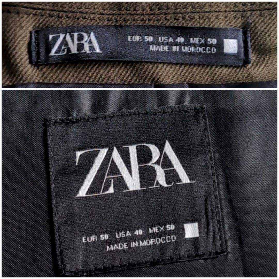 美品 ZARA シングル2B スーツ セットアップ L～XL W82cm カーキ