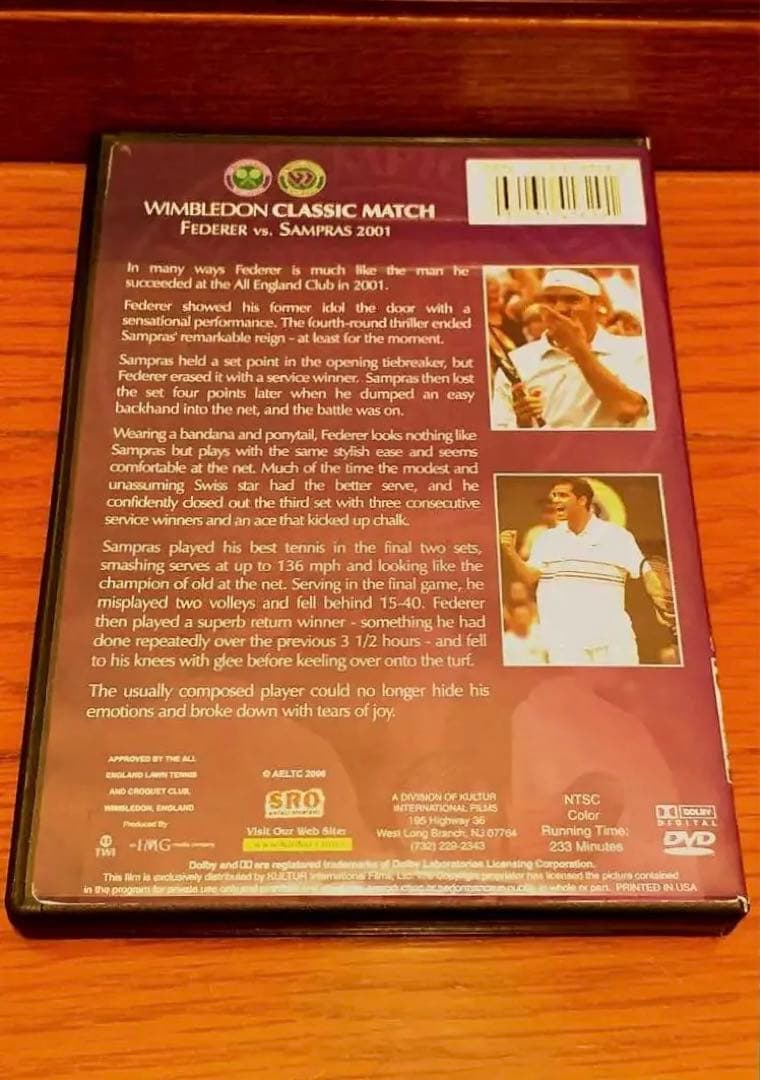 DVD Wimbledon Tennis フェデラー vs サンプラス