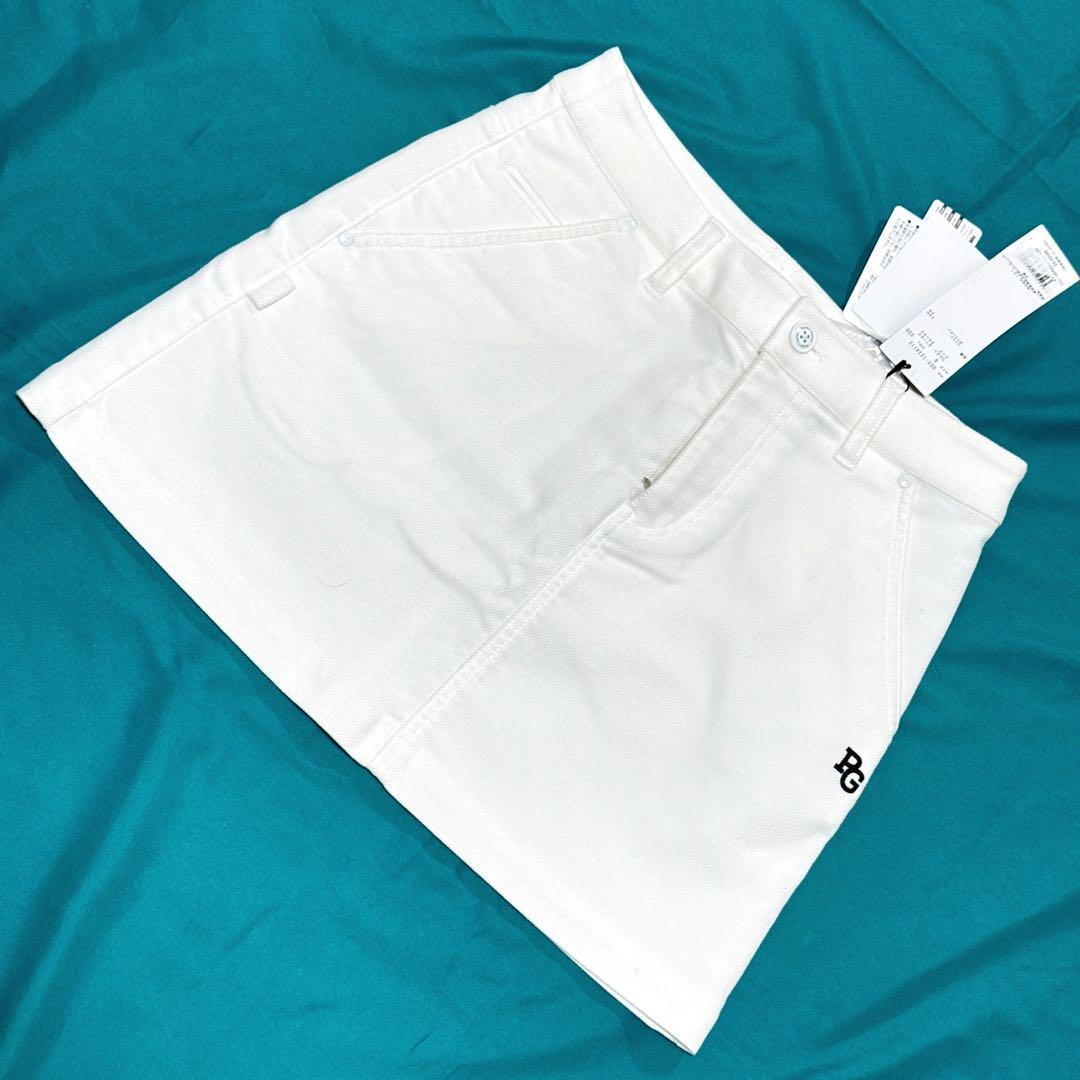 新品タグ付 パーリーゲイツ ゴルフスカート 白 刺繍ロゴ