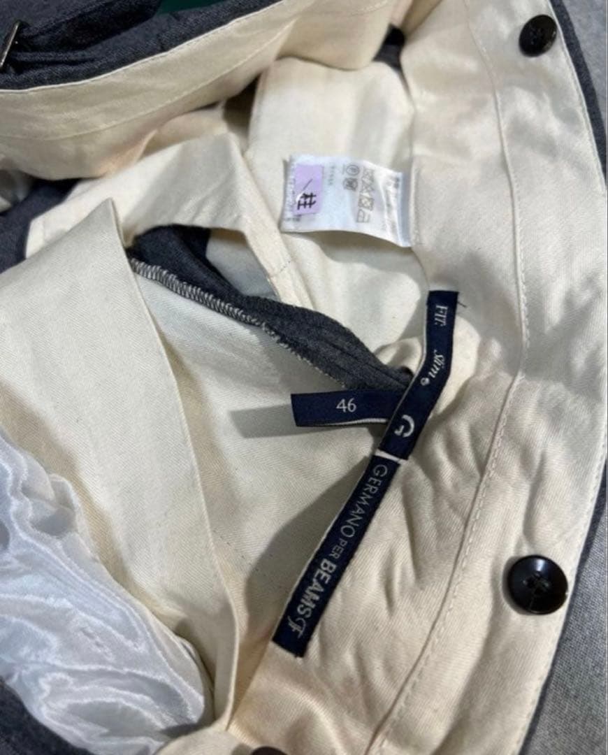 ◉ビームスエフ別注　ジェルマーノ　サイドアジャスター付2アウトプリーツスラックス