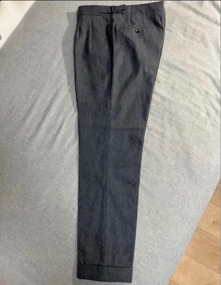 ◉ビームスエフ別注　ジェルマーノ　サイドアジャスター付2アウトプリーツスラックス