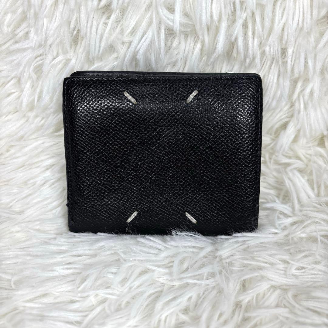 Maison Margiela 二つ折り財布　4ステッチ　レザー　ブラック